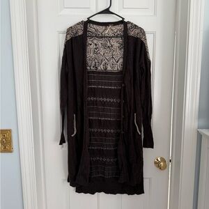 Free People Brown and Cream Cardigan